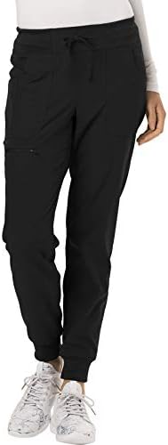 HeartSoul Jogger Scrub Pants for Women, Break On Through Stretch Fabric HS030, XS, Black