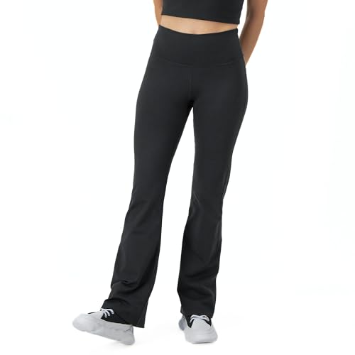 Champion Women's Soft Touch Flare Pants, Stretch Sweatpants, C-Patch, 31.5' Inseam, Black, Large