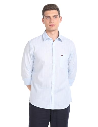 Image of AD by Arvind Vertical Stripe Pure Cotton Summer Shirt