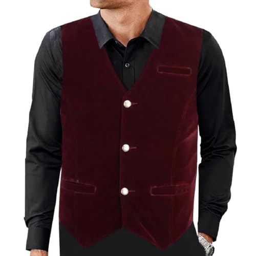 Darkrock Men's Designer Stylish Premium Quality Casual Red Velvet Vest