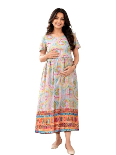 Image of RITIJYA Zipless Feeding Kurta Dress for Women | Maternity Nursing Kurti, No-Zip Easy Access | Extra Pleats Pre to Post Pregnancy | Quick-Dry Fabric | S-4XL