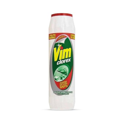 VIM Clorex Scouring Powder 750g x 1 | Classic Cleaner with Bleach for Cookware, Utensils, Sinks, Toilets & Stainless Steel | Extra Whitening Power | Removes Grease, Grime & Bacteria