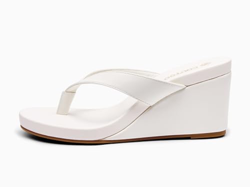 Image of Coutgo Womens Wedge Heels Sandals Platform Flip Flops Slides Slip On Summer Beach Shoes