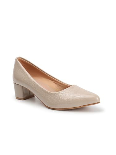 Image of Carlton London Women Stylish Slipon Pump Shoes with Block Heels, Pointed Toe for Party and Formal Occasions