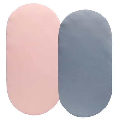 Image of Bassinet Sheet Set 2 Pack Snug Fitted Cradle Fitted Sheets, Stretchy Ultra Soft, for Oval Rectangle Hourglass Bassinet Mattress, Unisex Boy Girl, Grey & Pink