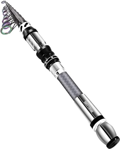 BNTTEAM Caña de pescar portátil 99% fibra de carbono, telescópica súper dura ultraligera para viajes, surf, agua salada, agua dulce, pesca en lancha (B, 2,1 m/82,6 pulgadas)