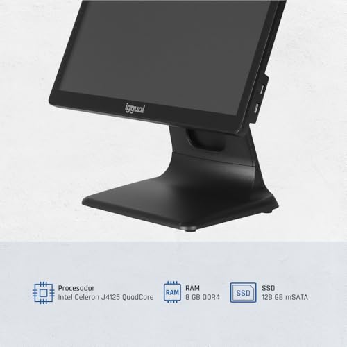 Miniatura 6 de Iggual Tpv Aio 15,6 Wifi -Monitor Táctil Capacitivo, Panorámico 16:9 - Sin Sistema Operativo -Procesador J4125 Quadcore - Ssd 128 Gb 4gb Ram-Todo En Uno- Uso Comercial Pos -Apto Verifactura Negro