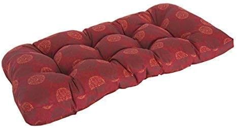 SewKer] Indoor/Outdoor Wicker Loveseat Bench Cushion Classic Red Medallion 3613