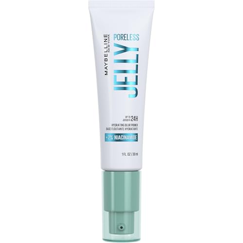 Maybelline Poreless Jelly Blurring Primer, 24H Hydrating & Pore-Blurring Makeup Primer with Niacinamide, Silicone-Free