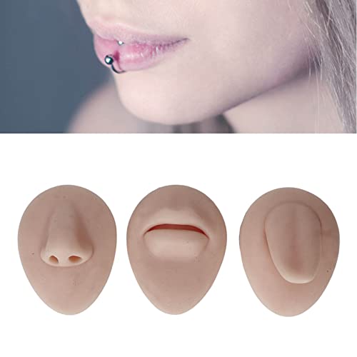 Modelo corporal de silicone para piercing, simulação elástica 3D, modelo de nariz, língua de boca, v