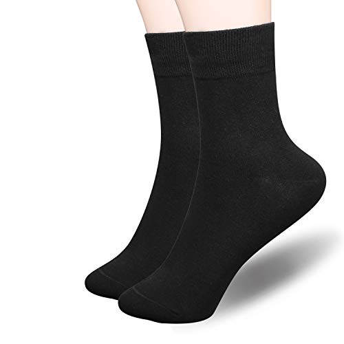 Black Socks Women, Womens Thin Socks Crew Quarter High Ankle Dress Cotton Soft Casual 5 Pairs