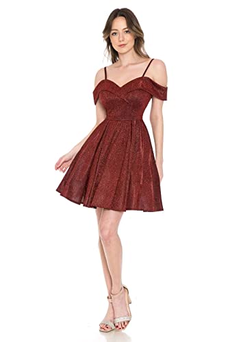 Smileven Women's Off Shoulder Homecoming Dresses Short Sparkly Glitter Prom Gowns with Pockets3