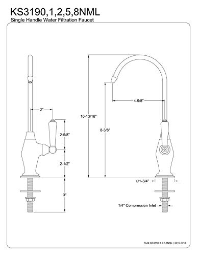 Kingston Brass Ks3195Nml Magellan Design 1/4 Turn Water Filter Faucet, Oil Rubbed Bronze,4-3/4 Inch Spout Reach , Oil-Rubbed Bronze #TOP1
