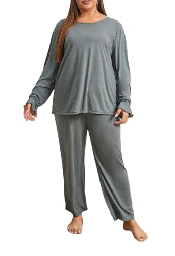 Pyjama grande taille femmes manches longues évasées assurant aisance et confort thermique