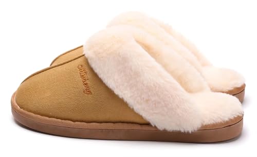 Women's Plush Home Slippers Cozy Bedroom Slippers Fuzzy House Indoor Outdoor Slippers2