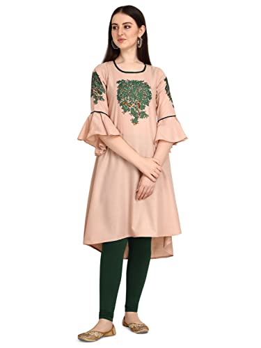 Image of Leriya Fashion Women's Slub Cotton Printed A-Line Kurti