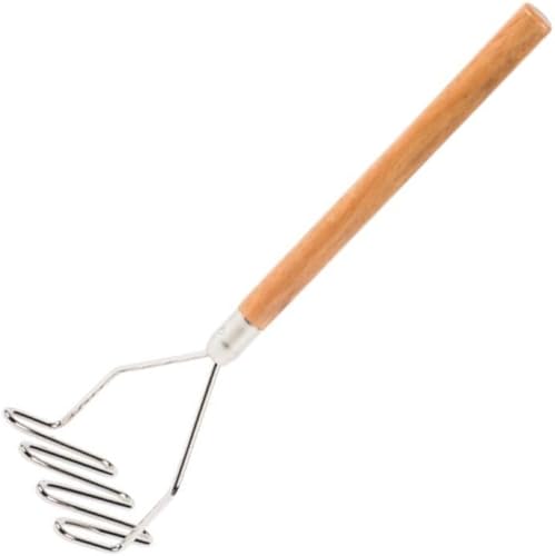 Miniatura 6 de Triturador de papas cuadrado cromado de 24 pulgadas con mango de madera, herramienta de cocina de alta resistencia, triturador de papas y triturador