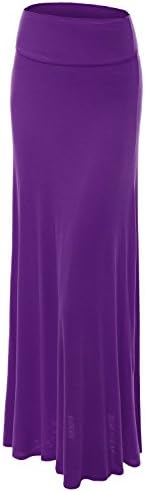 Lock and Love Women's Casual High Waist Solid/Tie Dye Fold Over Flowy Long Maxi Skirt