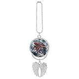Giant Squid Vs Sperm Whale Angel Car Rearview Mirror Charm Zinc Alloy Guardian Angel Pendant with Wings Rust-Proof Silver Auto Interior Accessories Universal Vehicle Decor for Women & Men Drive Safe G