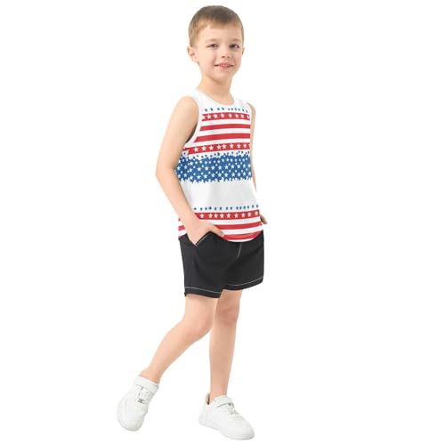 Boys Tank Top Shirts American Style Stars Stripes Sleeveless T-Shirts Crew Neck for Kids Clothing Children4