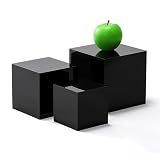 MUKEEN Sets of 3 Acrylic Catering Supplies Display Stand Buffet Risers for food,Displays Stands for party,dessert table display set,retail counter,Nesting Risers with Hollow Bottoms (Glossy Black, S)