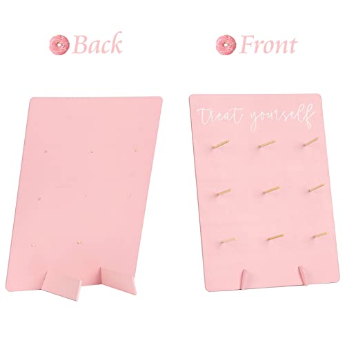 Rmeosye Donut Wall Display Stand Reusable Donut Holder Board Rustic Wood Doughnut Food Buffet Display For Wedding, Baby Shower, Bridal Shower, Birthday Party Treat Yourself Fits 9 Donuts (Pink) #TOP2