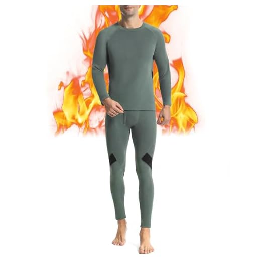 Thermal Underwear for Men Set Shirts Pants Windproof Base Layer Warmest Soft Long Johns for Extreme Cold Weather Army Green-Black