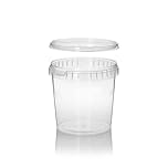 1 Litre Clear Plastic Food Containers with Tamper-Evident Lids – BPA-Free Food-Grade Reusable Tubs – Microwave, Freezer & Dishwasher Safe – Ideal for Meal Prep & Storage (Pack Quantity 20)