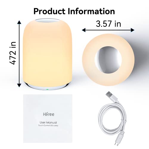 Hifree Bedside Touch Lamp, Portable Dimmable Night Light For Kids, Small Table Lamp For Bedroom With Usb-C Charging Port, Led Lamp With Warm White Light & Color Changing Rgb #TOP6