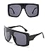 W&Y YING Oversized Square Super Large Womens Sunglasses for Men Fashion Flat Top baddie Shades (Black)