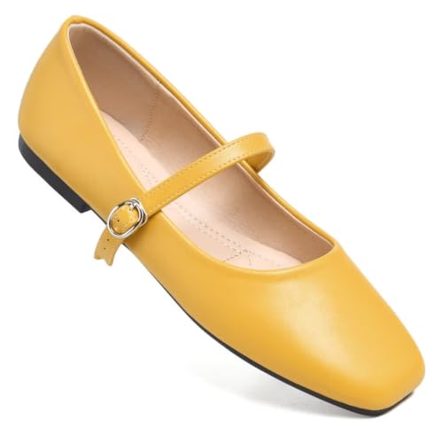Image of TN TANGNEST Leather Flats for Women Retro Mary Jane Flats