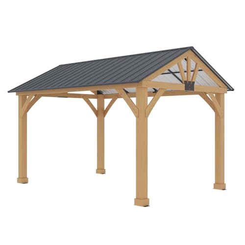 Gardiun Pérgola de Jardín Fénix 12 m2 300x401x282 cm Madera Laminada | Postes de 14x14 cm | Cubierta de Acero | Fijación Incluida