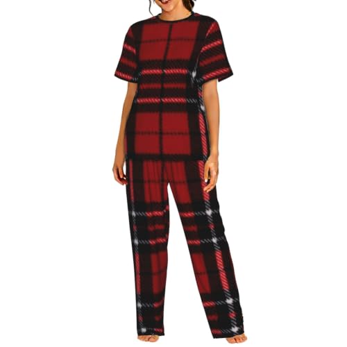Pyjama écossais rouge et noir contre l'inconfort nocturne vêtement de nuit doux