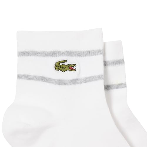 Lacoste Unisex 2-Pack Striped Socks, Grey Chine/White, 13-162