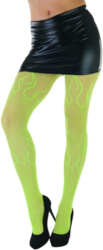 Image of ToBeInStyle Women's Flame Burning Fire Tights w /Devil-Inspired Print Hosiery