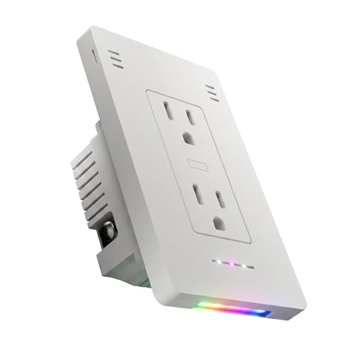 InvisOutlet Aura in-Wall Smart Outlet with RGB Night Light, Matter Smart Outlet, 15A Dual Receptacles, Apple Home, Alexa, Google Home, SmartThings, MQTT, ETL Listed, No Hub by Intecular - Used condition - US$34.19