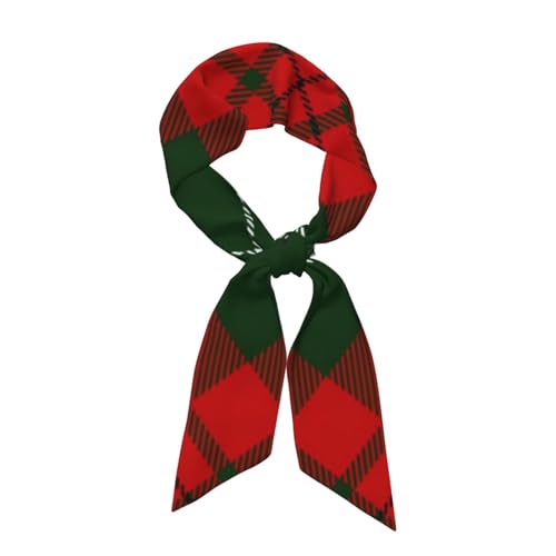 FWJZDSP Tartan écossais de Noël, foulards pour sac à main, foulards longs et fins en soie pour femmes, bandeaux pour les cheveux et le cou, cadeaux et...