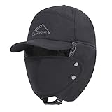 YJZQ Herren Fliegermütze Warme Fellmütze Wintermütze mit Ohrenklappen Baumwolle Trappermütze Outdoor Winddicht Pilotenmütze hält warm beim Skifahren Schlittschuhlaufen