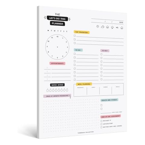 ThreeKin Let's Do This Daily Planner - 8.5"x11", 50 Tear-Off Sheets, Motivational Design, Goal Setting, Time Management, To-Do Lists, Productivity Organizer, Perfect for Home, Office, Students, Work Cover