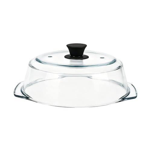 Tapa de cristal para microondas redonda y transparente para proteger platos de salpicaduras 2