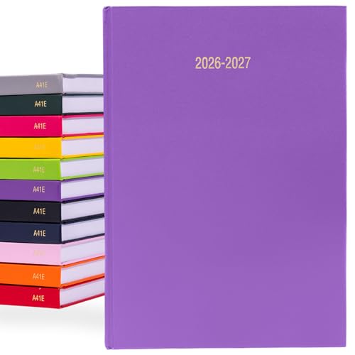 2026 2027 Academic Diary A4 Page a Day - Mid Year Hardback Planner From August 2026 to July 2027 - Student Teacher School Organiser with Ribbon Bookmark (A4 Purple)