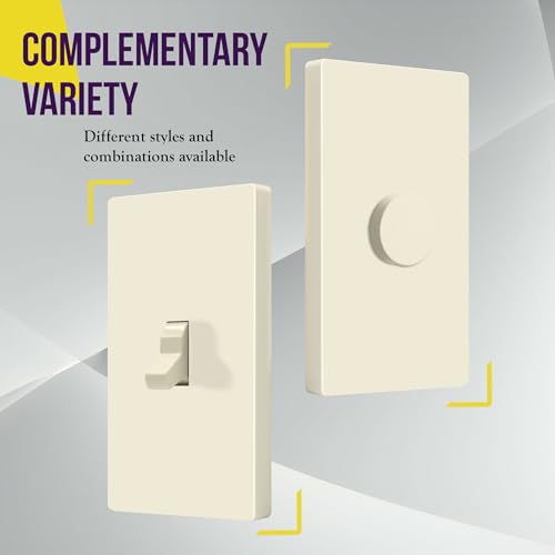 Image of ENERLITES Screwless Toggle Switch Wall Plate, Child Safe Light Switch Cover, Standard Size 1-Gang 4.68 inch x 2.93 inch, Unbreakable Polycarbonate Thermoplastic, UL Listed, SI8811-LA5P, Light Almond, 5 Pack
