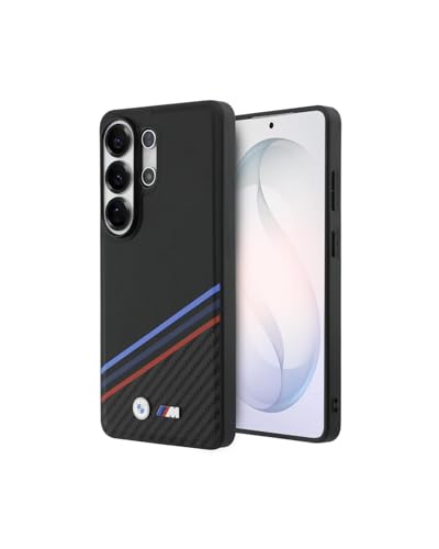 Image of CG MOBILE BMW [Official Licensed], Protective Case Designed for Galaxy S26 Ultra (2026)| Magnetic System PU Leather Texturized Case Tricolor Crossing Stripes & Metal Logos - Black