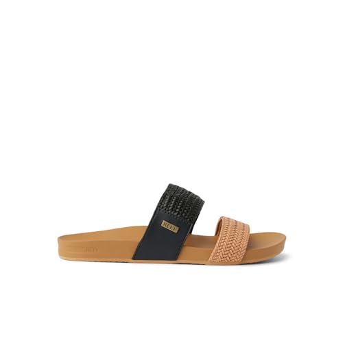 Image of REEF Vista Braid II Women's Fashion Slide Sandal, Vegan Leather Strap, Ultra Soft Cushion Footbed