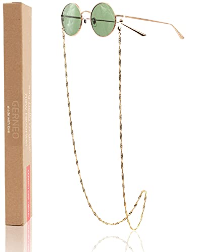 GERNEO® - Toronto - Cadena para gafas dorada y plateada - resistente a la corrosión - correa única para gafas de sol y de lectura - con mosquetón