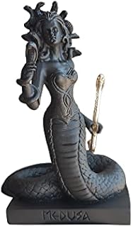 Medusa Gorgon Statue Ancient Greek Mythology Monster Made of Alabaster 6.30 inches Statuescraft, Black, M