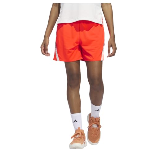 Adidas Women's Select Basketball Shorts, Solar Red/Cloud White, Medium