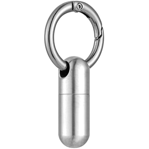 Titanium Keychain Pill Holder with Carabiner Clip Cover
