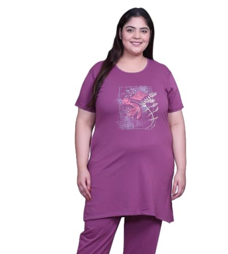 Image of RYSH Women's Printed Cotton Plus Size Longline T-Shirt with Pockets | Cotton fabric - soft longline T-shirt with easy plus-size fit