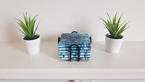 Ceramic Coaster Sets - 12 Square 4 Inch Matt Absorbent Coasters With Stick-On Cork Backing Pads & 2 Metal Stands – For Sublimate Printing, Acrylic Pouring And All Diy Craft And Painting Projects #TOP7